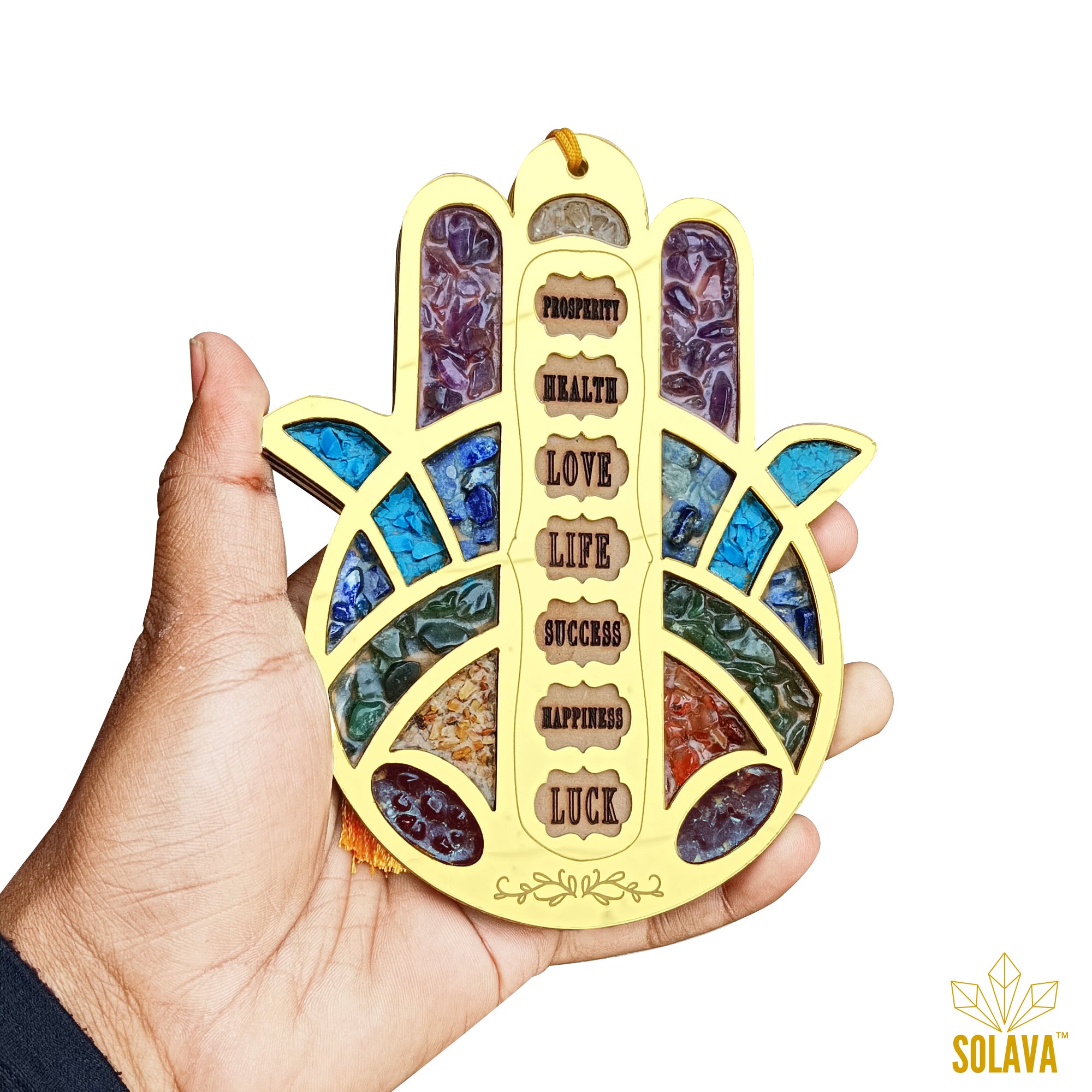 Original Seven Chakra Crystal Hamsa