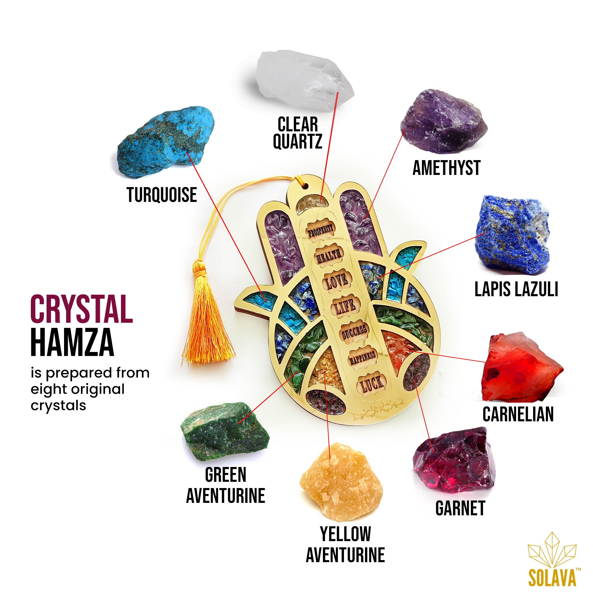 Original Seven Chakra Crystal Hamsa