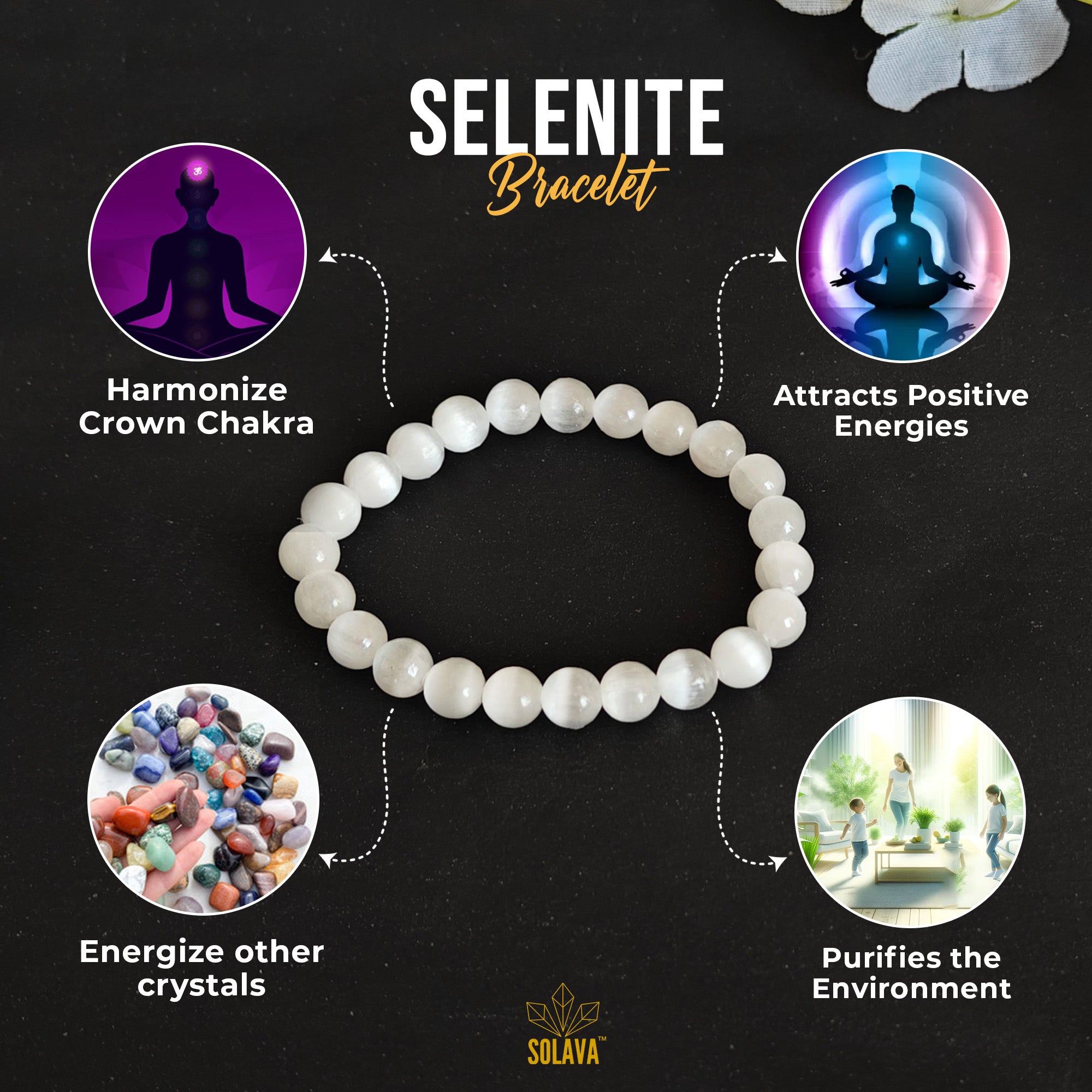 Original Selenite Crystal Bracelet with Certificate