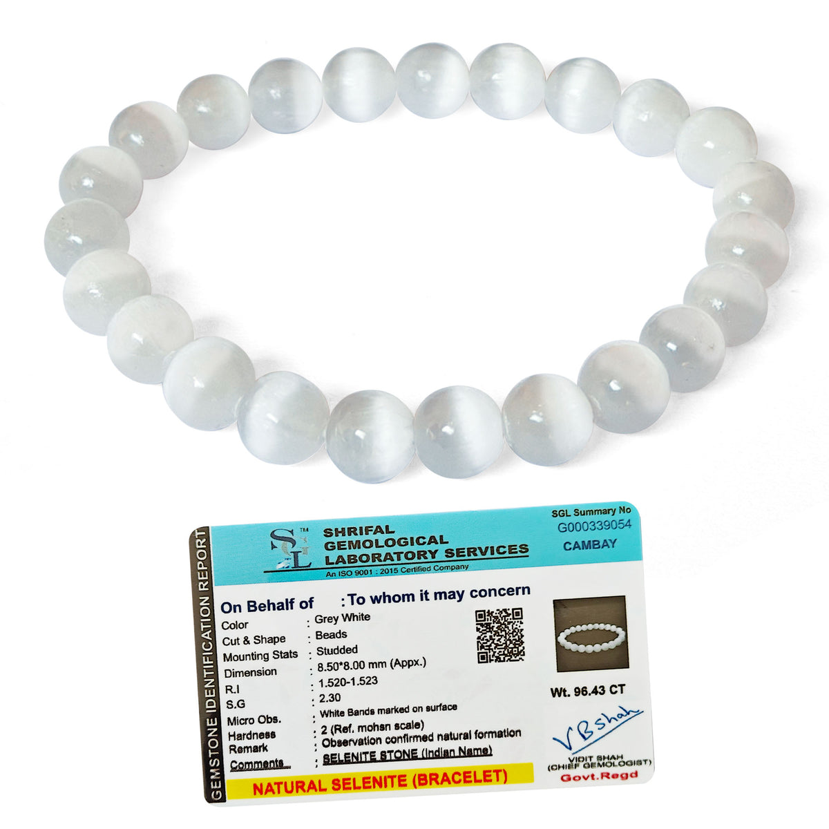 Original Selenite Crystal Bracelet with Certificate