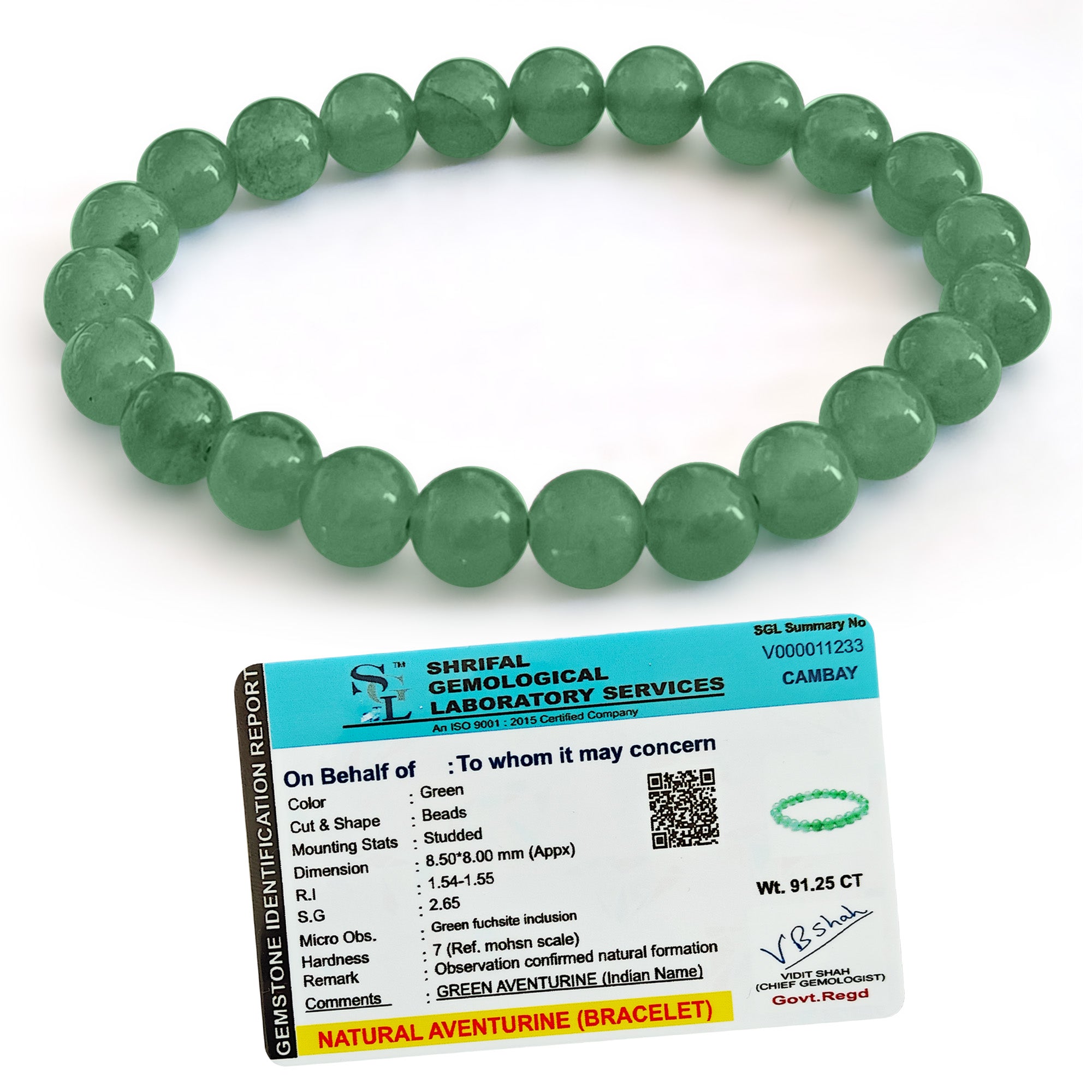 Original Green Aventurine Bracelet with Certificate