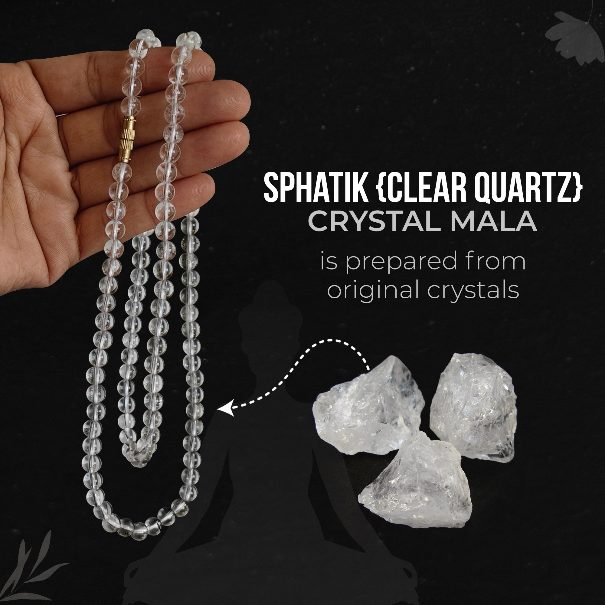 Original Clear Quartz Mala with Certificate