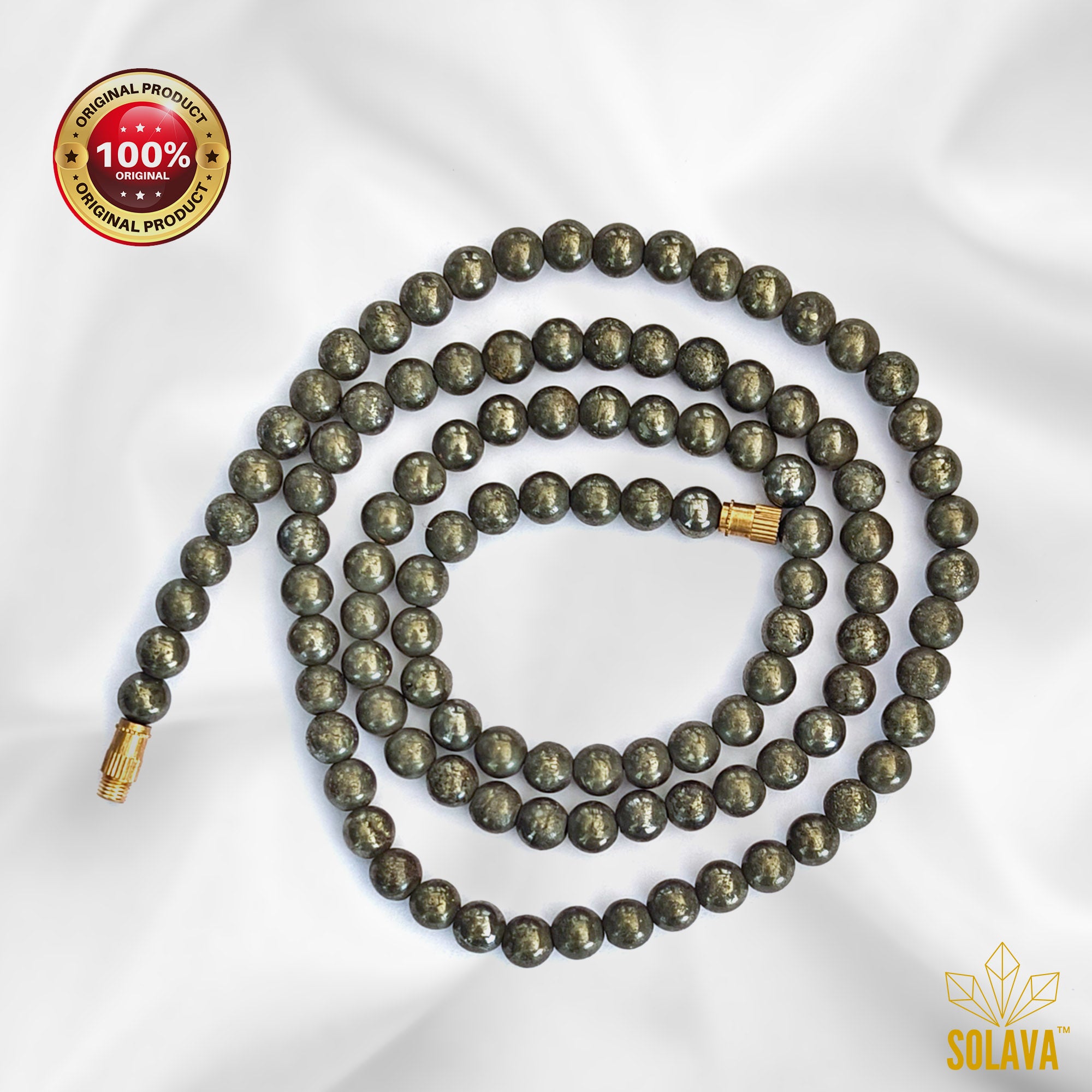 Original Pyrite Crystal Mala with Certificate