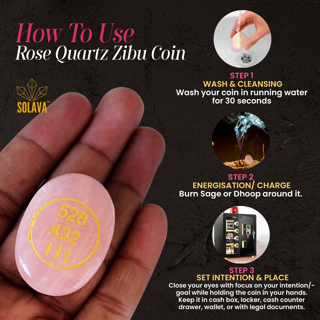 Original Rose Quartz Stone Zibu Coin