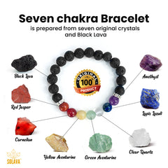 Original Seven Chakra Bracelet with Black Lava