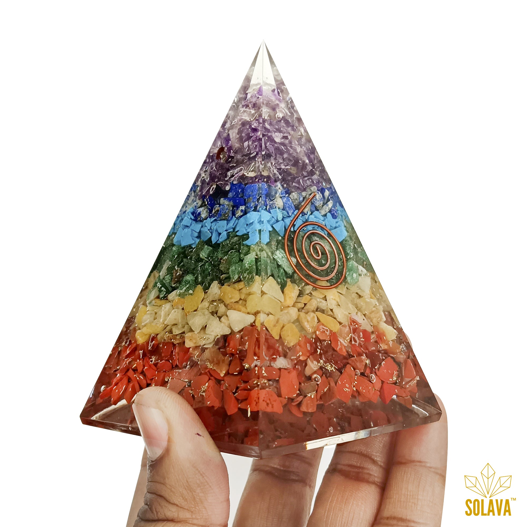 Original Seven Chakra Pyramid - 4 Inch