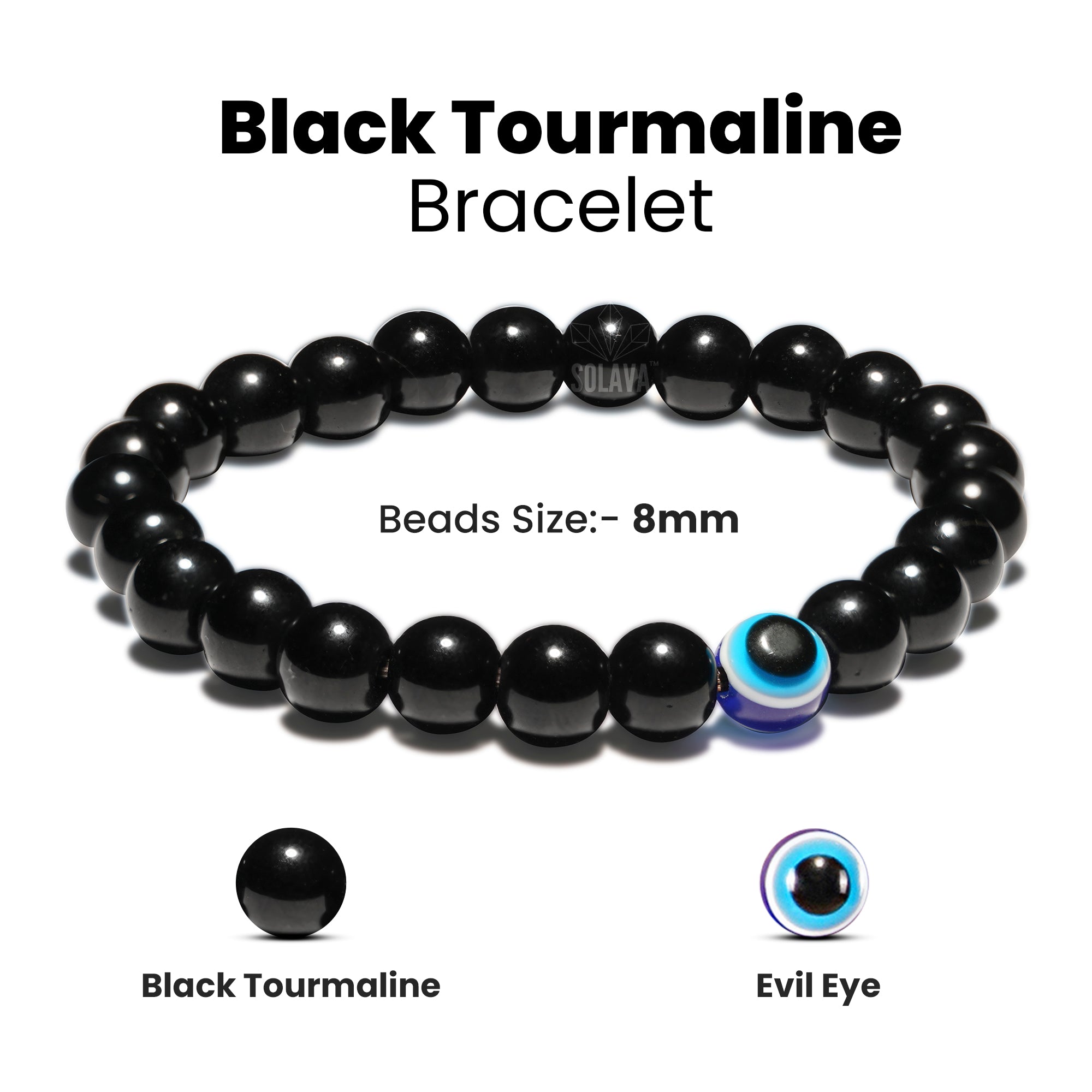 Buy Evil Eye + Black Tourmaline + Lava Bracelet - 8 MM (Grounding and  Protection) Online in India - Crystal Divine