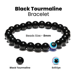 Original Black Tourmaline Bracelet with Evil Eye
