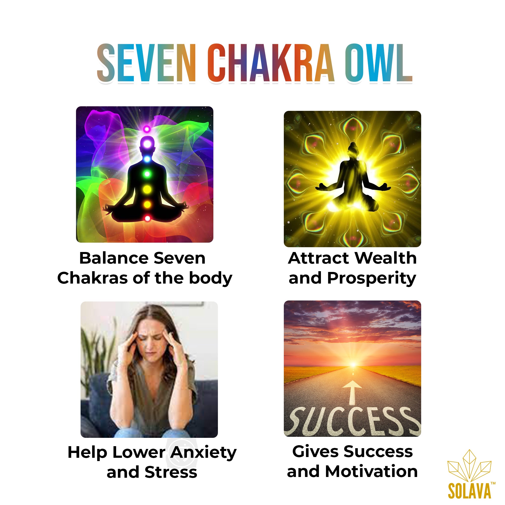 Original Seven Chakra Crystal Owl